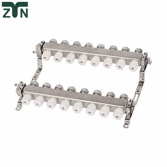 Collettore per sistemi di riscaldamento a pavimento e parti in acciaio inossidabile/ottone